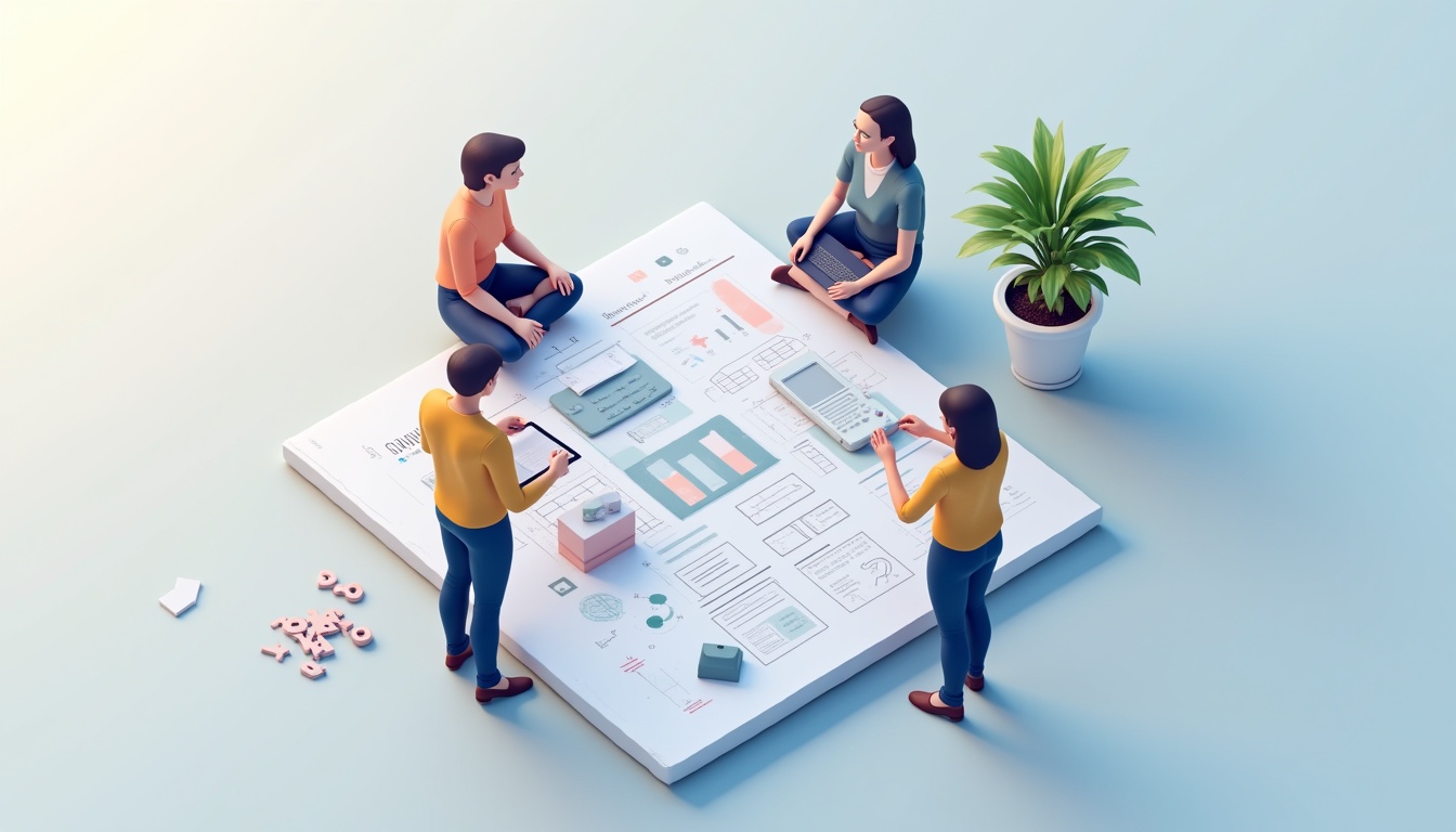 Oameni colaborând la crearea unui site web, simbolizând secretele serviciilor de creare site